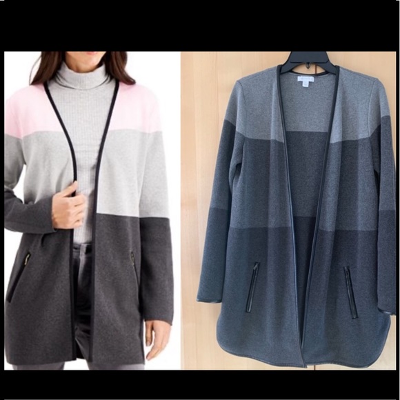 Charter Club Sweaters - Charter Club Open Front Colorblocked Cardigan M